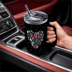 "Classic Noir" 40oz Nurse Tumbler | Aesthetic Floral Appreciation Gift with Metal Straw Set