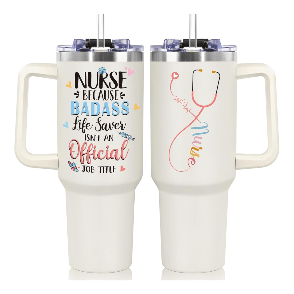 "Healing Heart" 40oz Nurse Tumbler | Elegant Floral Appreciation Gift for RN, LPN, and Healthcare Heroes