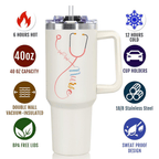 "Healing Heart" 40oz Nurse Tumbler | Elegant Floral Appreciation Gift for RN, LPN, and Healthcare Heroes