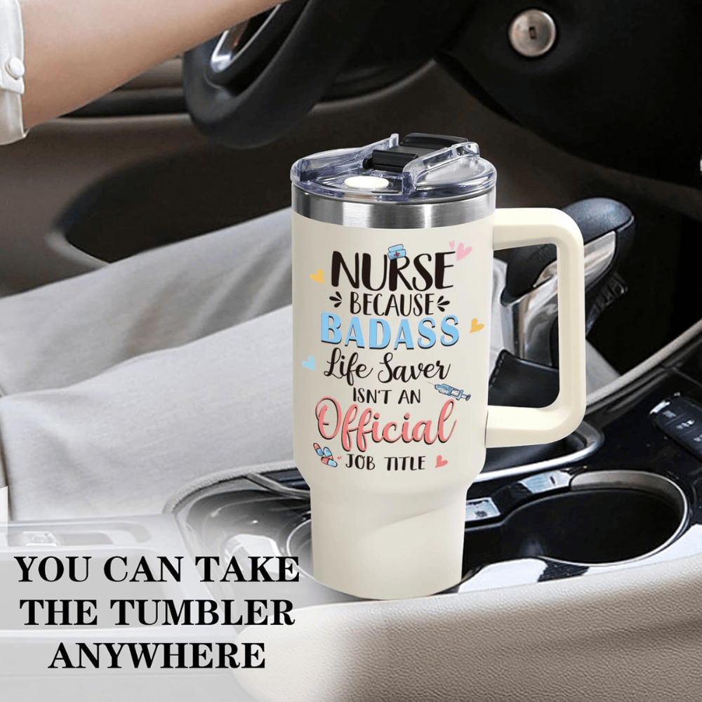 "Healing Heart" 40oz Nurse Tumbler | Elegant Floral Appreciation Gift for RN, LPN, and Healthcare Heroes