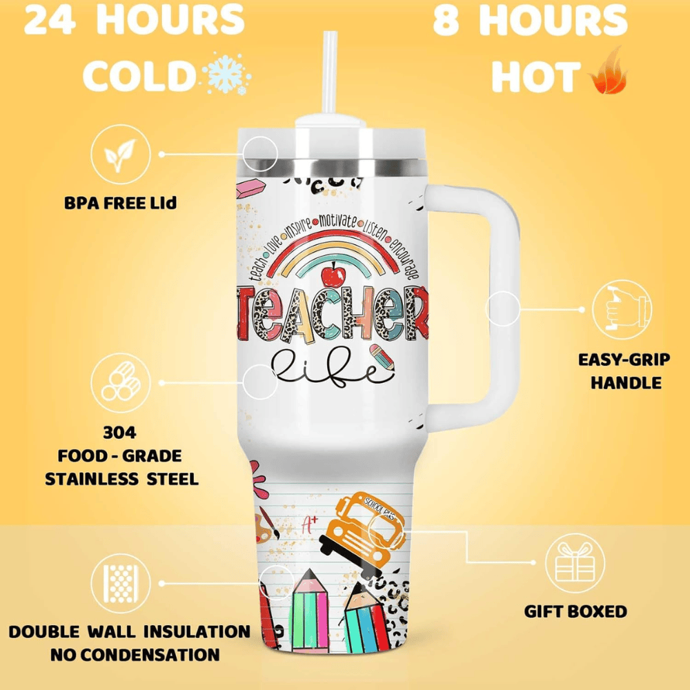 40oz "Teacher Hero" Tumbler with Silicone Boot | The Ultimate Appreciation Gift for Educators