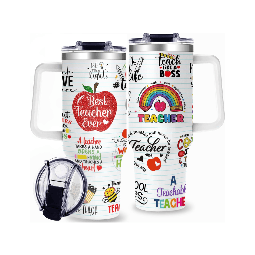 40oz "Best Teacher" Rainbow Tumbler | The Ultimate Gift for Kindergarten & Preschool Teachers