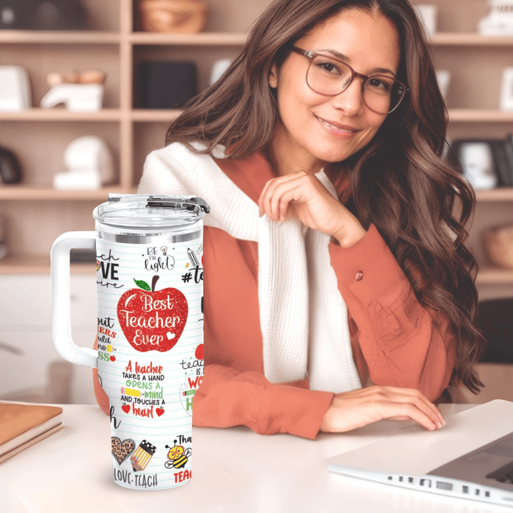 40oz "Best Teacher" Rainbow Tumbler | The Ultimate Gift for Kindergarten & Preschool Teachers