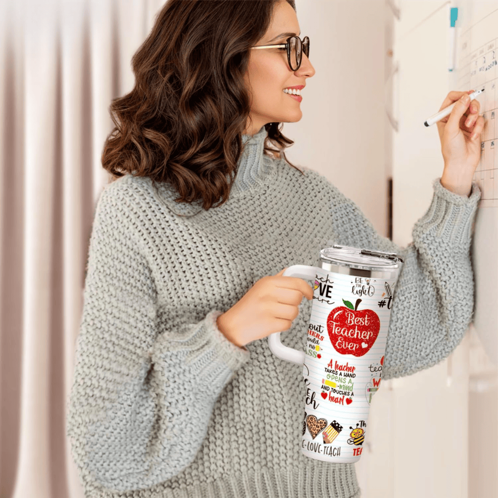 40oz "Best Teacher" Rainbow Tumbler | The Ultimate Gift for Kindergarten & Preschool Teachers