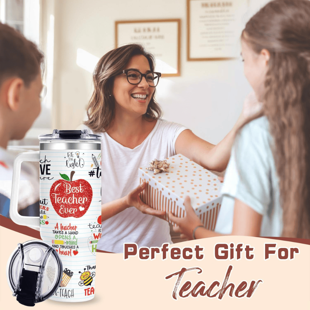 40oz "Best Teacher" Rainbow Tumbler | The Ultimate Gift for Kindergarten & Preschool Teachers