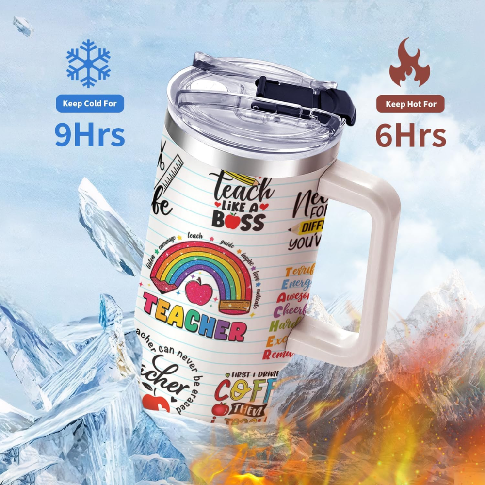 40oz "Best Teacher" Rainbow Tumbler | The Ultimate Gift for Kindergarten & Preschool Teachers