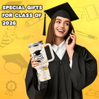 40oz "Class of 2026" Graduation Tumbler | Inspirational Congrats Grad Gift with Steel Straw Set