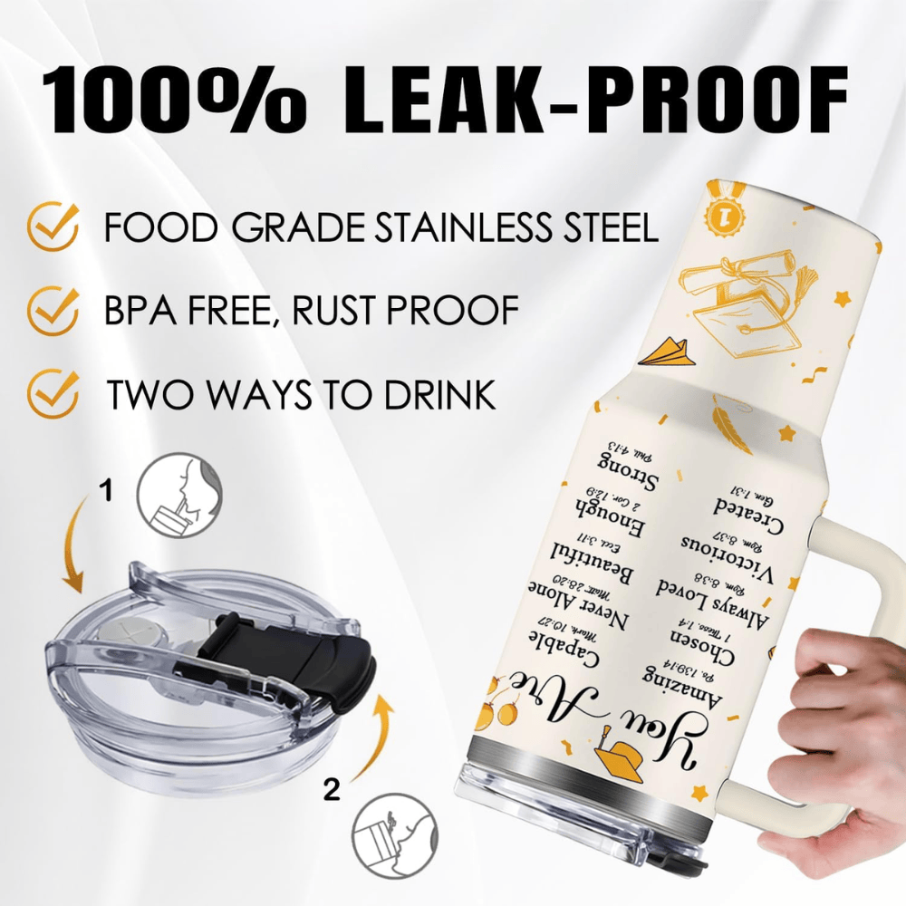 40oz "Class of 2026" Graduation Tumbler | Inspirational Congrats Grad Gift with Steel Straw Set