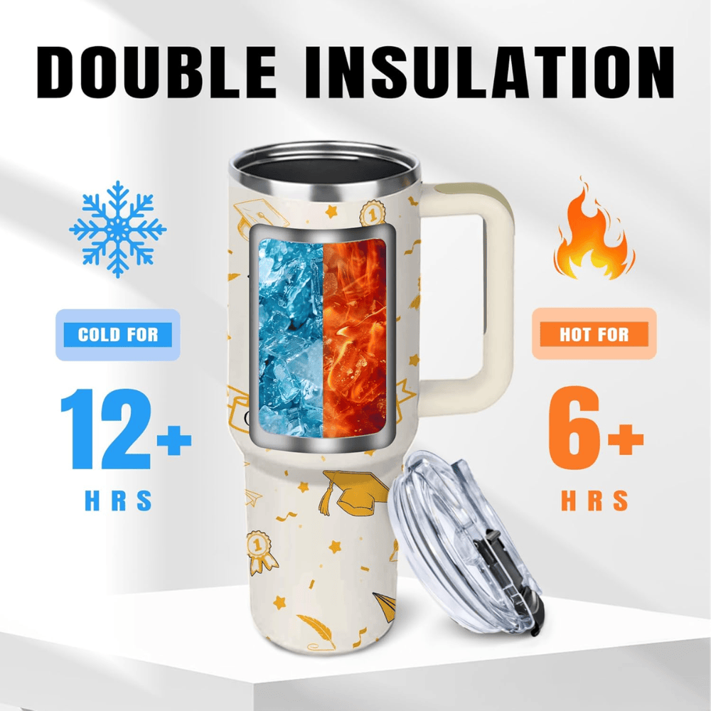 40oz "Class of 2026" Graduation Tumbler | Inspirational Congrats Grad Gift with Steel Straw Set