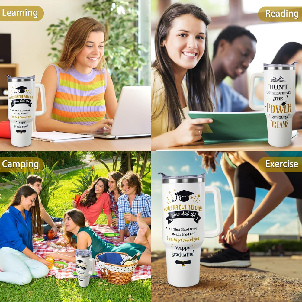 40oz "Inspirational Graduate" Tumbler with Handle | The Meaningful "Class of 2026" Success Gift