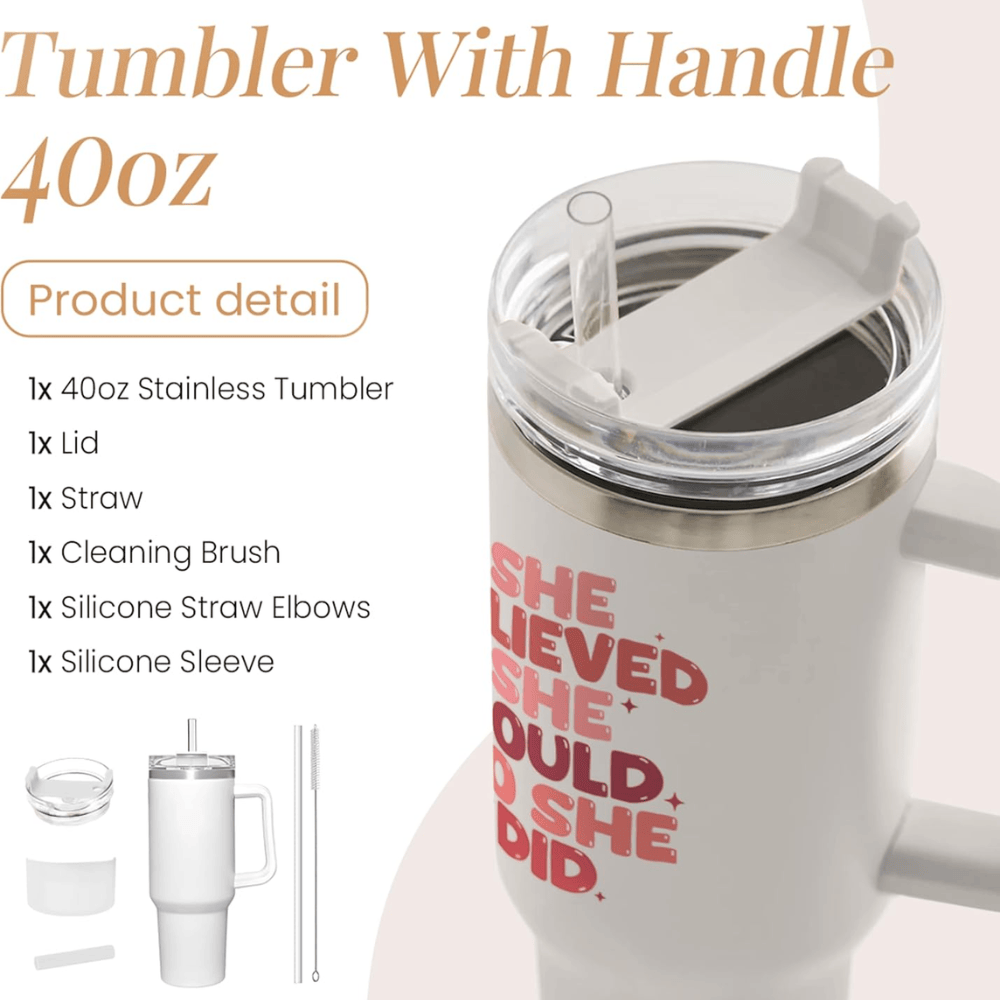 40oz "She Believed She Could So She Did" Tumbler | The Ultimate Empowerment Graduation Gift