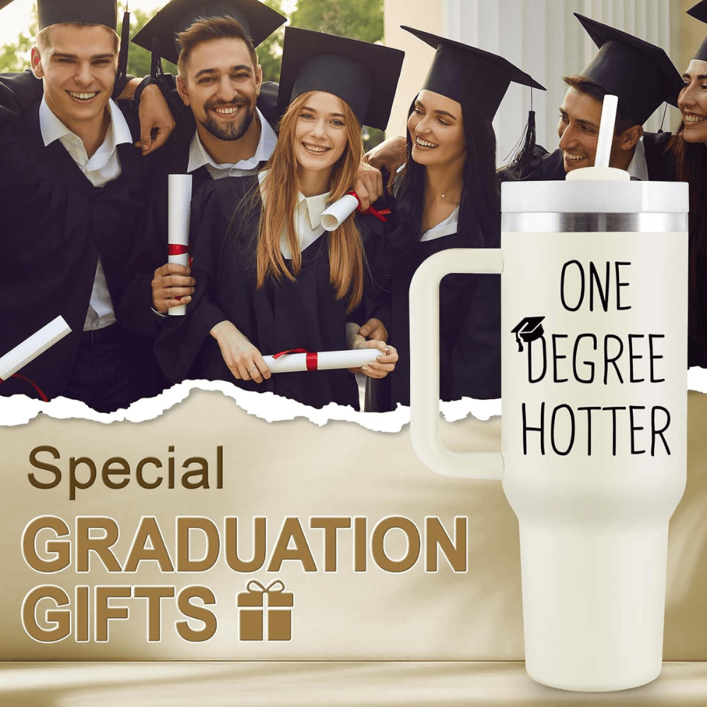 40oz "One Degree Hotter" Class of 2026 Tumbler | Humorous Graduation Gift for College, Masters & PhD