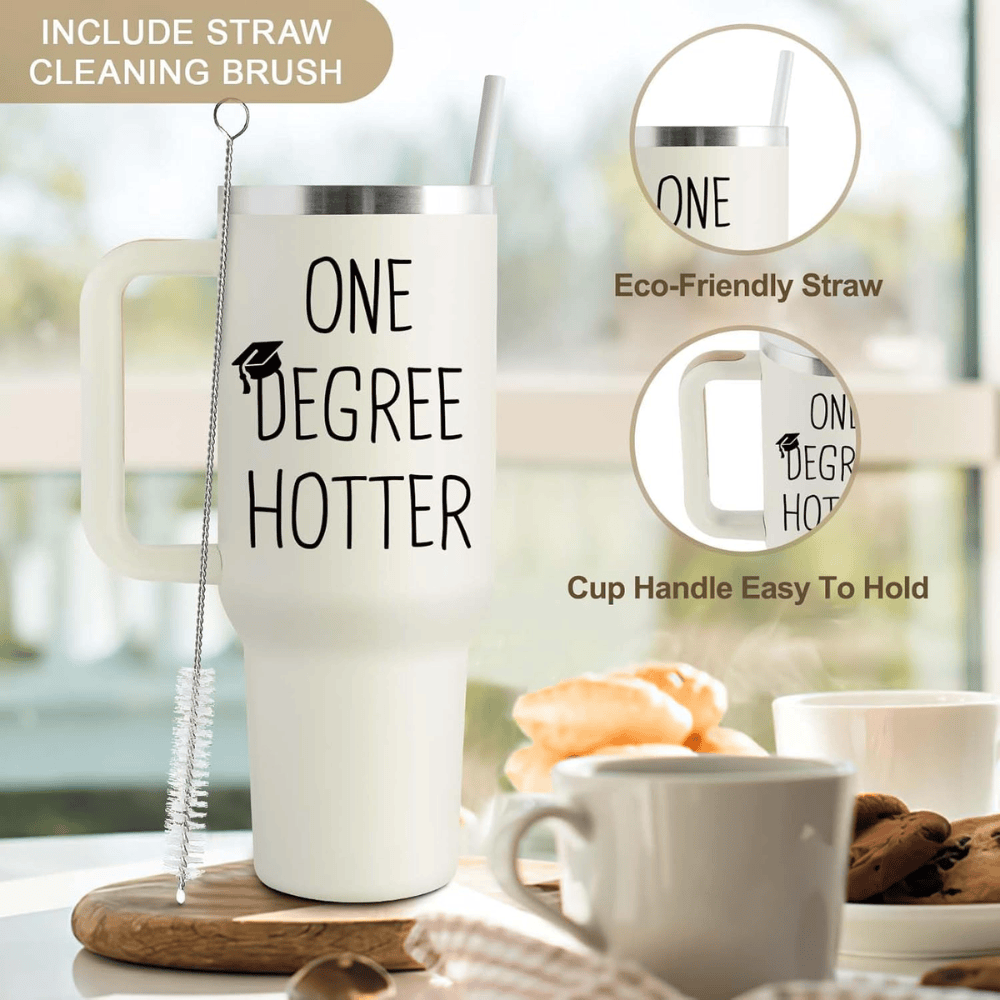 40oz "One Degree Hotter" Class of 2026 Tumbler | Humorous Graduation Gift for College, Masters & PhD