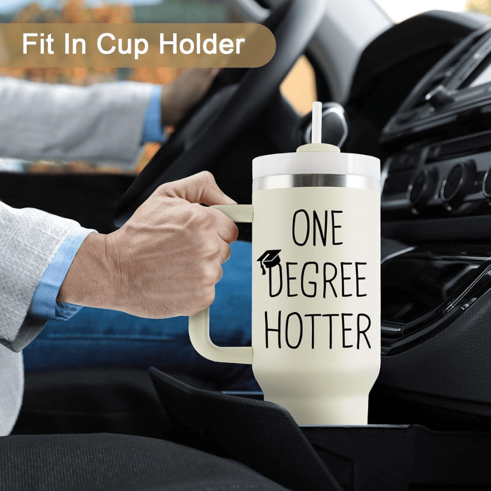 40oz "One Degree Hotter" Class of 2026 Tumbler | Humorous Graduation Gift for College, Masters & PhD