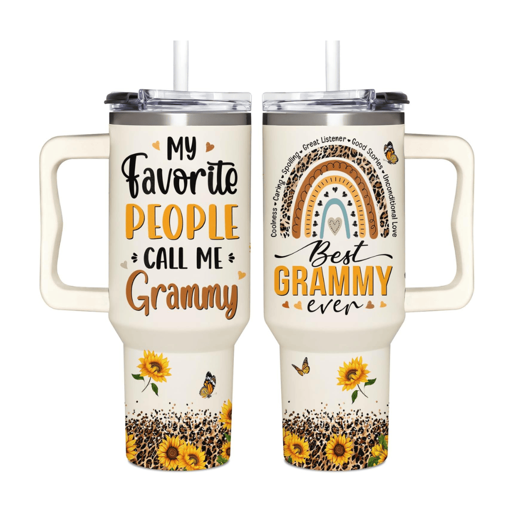 40oz "My Favorite People Call Me Grammy" Sunflower Tumbler | Heartfelt Grandma Gift from Grandkids