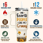 40oz "My Favorite People Call Me Grammy" Sunflower Tumbler | Heartfelt Grandma Gift from Grandkids