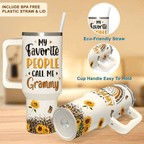 40oz "My Favorite People Call Me Grammy" Sunflower Tumbler | Heartfelt Grandma Gift from Grandkids