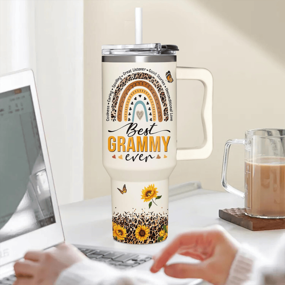 40oz "My Favorite People Call Me Grammy" Sunflower Tumbler | Heartfelt Grandma Gift from Grandkids