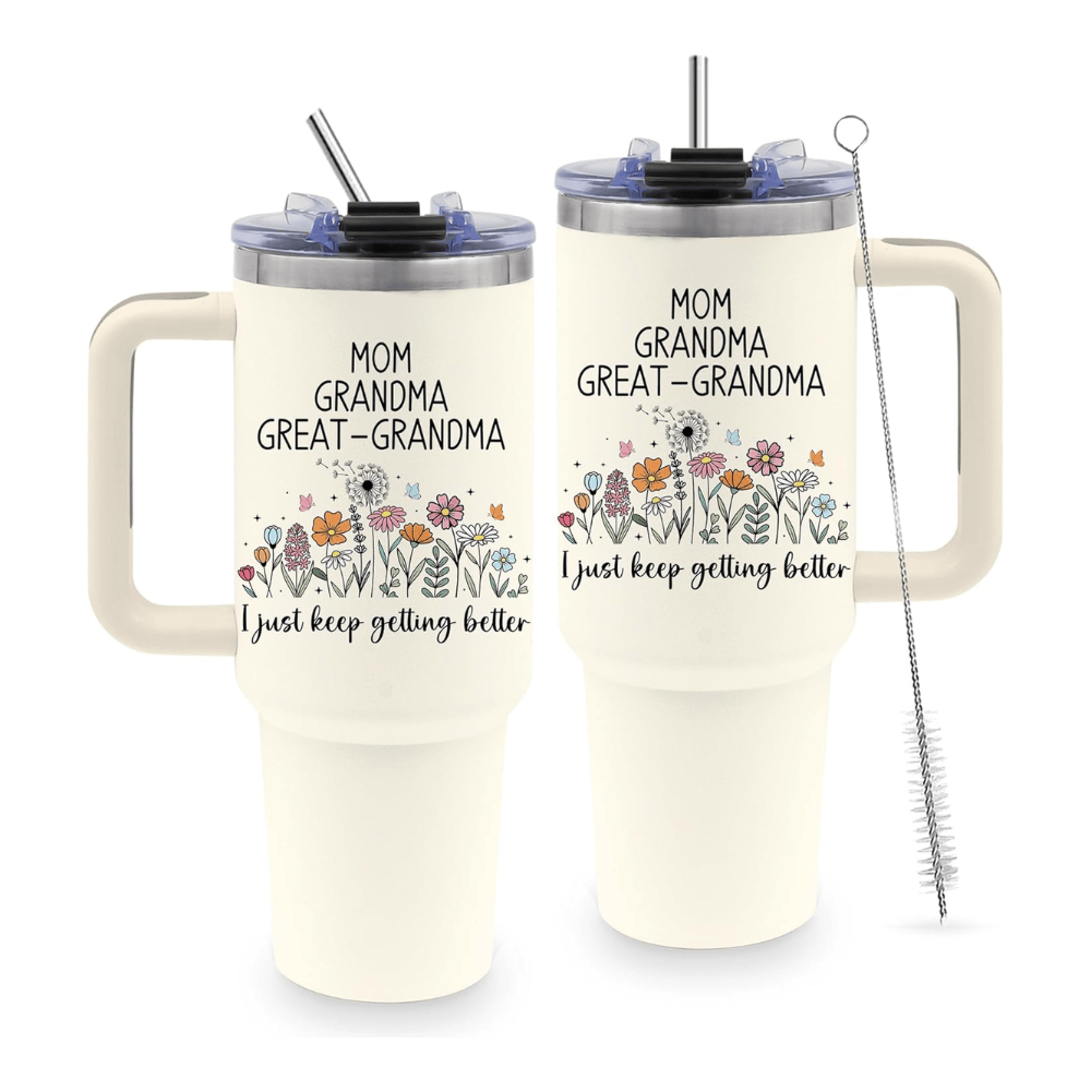 40oz "Doxie Grandma" Floral Tumbler | Unique Dachshund Lover Gift for Grandma & Mom