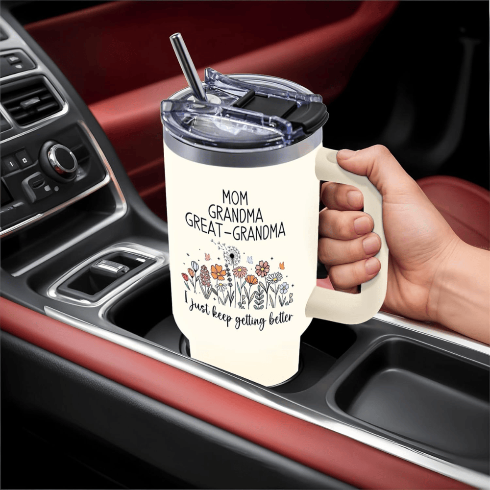 40oz "Doxie Grandma" Floral Tumbler | Unique Dachshund Lover Gift for Grandma & Mom