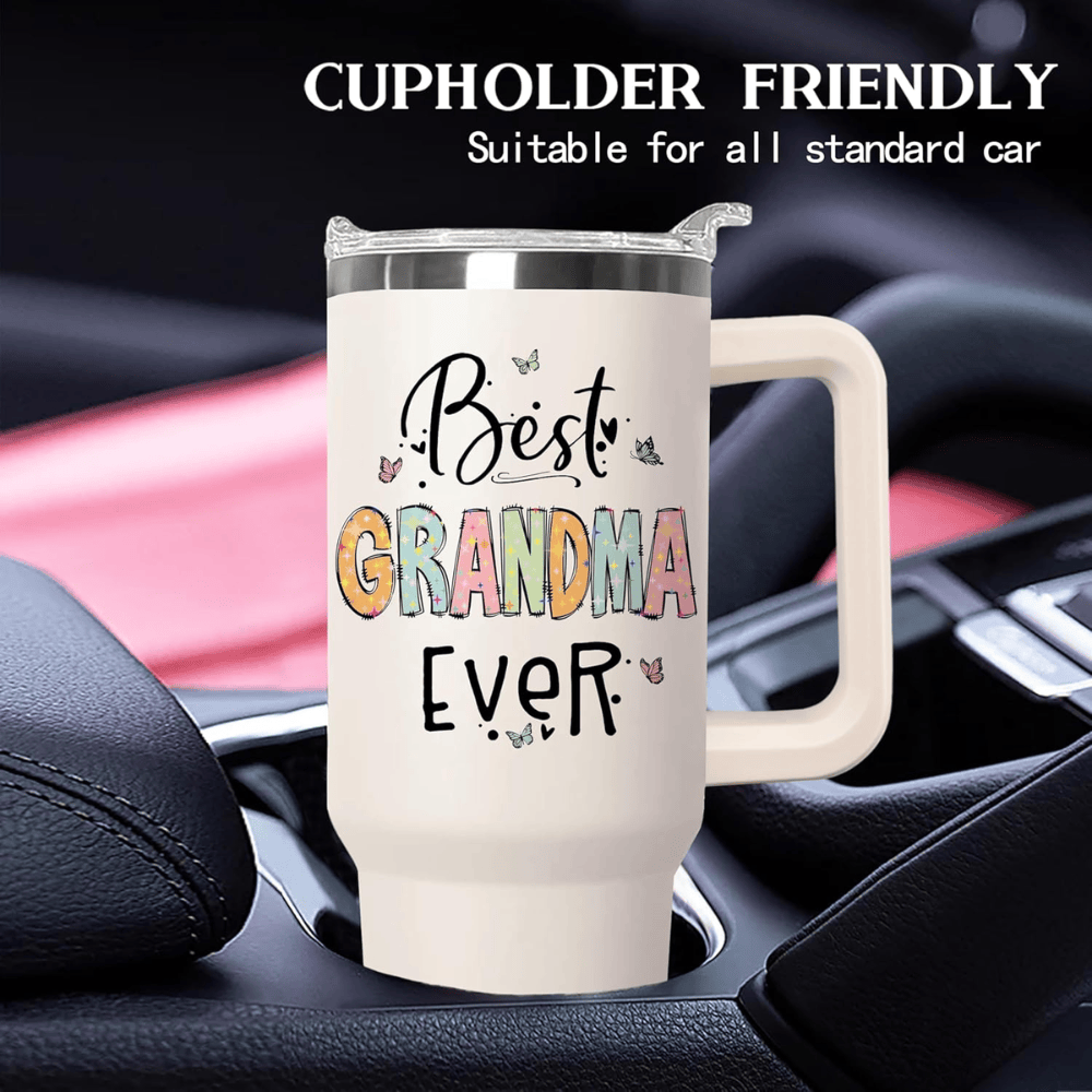 40oz "The Grandma Creed" Tumbler | Funny Sunflower & Butterfly Gift for the Best Grandma Ever