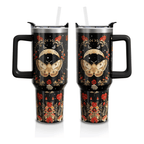 40oz Gothic Mushroom & Moon Moth Tumbler | Mystical Witchy Floral Gift for Dark Academia Lovers
