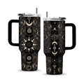 40oz "Midnight Mystique" Gothic Tumbler | Mystical Moon & Moth Gift for Dark Aesthetic Lovers