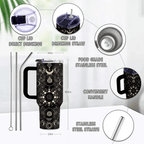 40oz "Midnight Mystique" Gothic Tumbler | Mystical Moon & Moth Gift for Dark Aesthetic Lovers