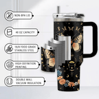 40oz "Midnight Butterfly" Goth Tumbler | Mystical Floral & Witchy Gift for Butterfly Lovers