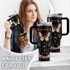 40oz "Midnight Butterfly" Goth Tumbler | Mystical Floral & Witchy Gift for Butterfly Lovers