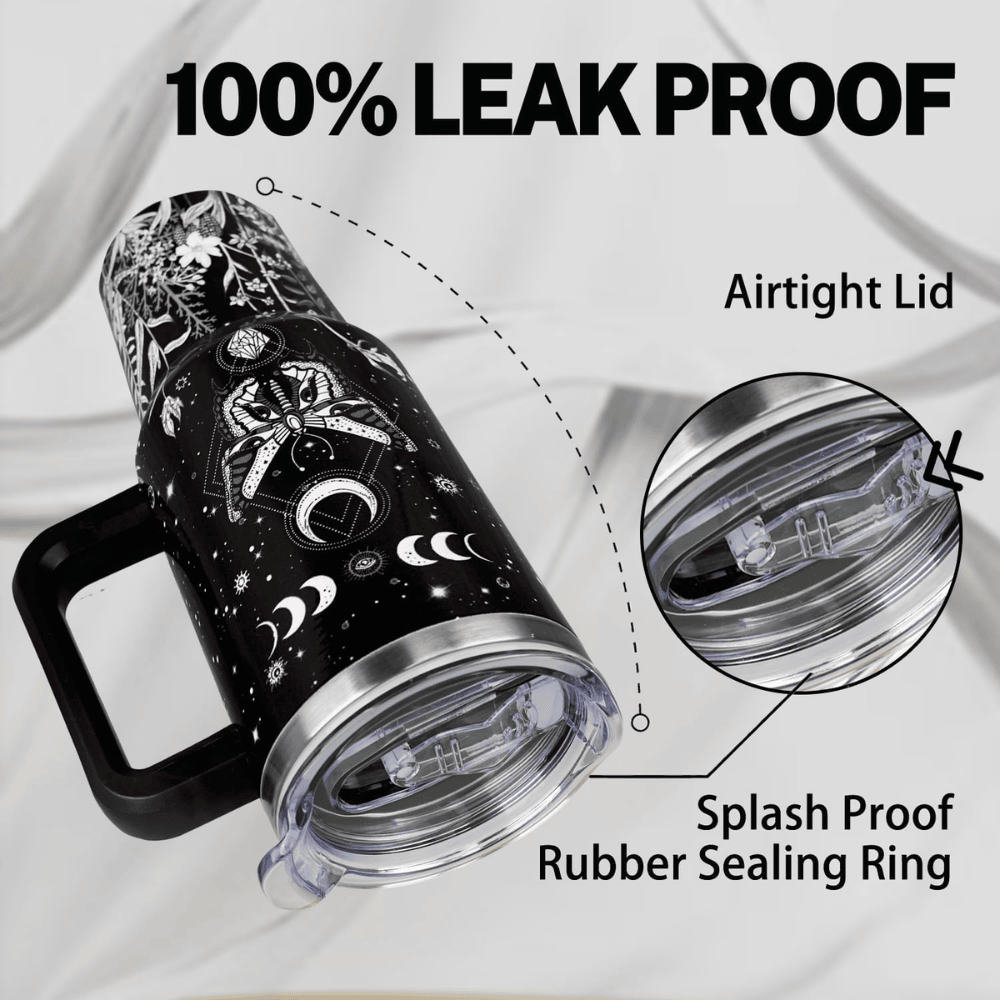 40oz "Celestial Butterfly" Goth Tumbler | Moon Phase & Mystical Leak-Proof Travel Mug