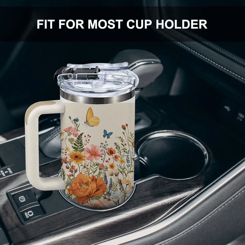40oz Abstract Retro Floral Tumbler | Mid-Century Boho Flower Gift for Plant Lovers & Gardeners