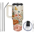 40oz Abstract Retro Floral Tumbler | Mid-Century Boho Flower Gift for Plant Lovers & Gardeners