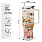 40oz Abstract Retro Floral Tumbler | Mid-Century Boho Flower Gift for Plant Lovers & Gardeners