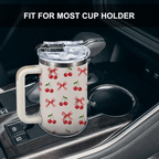 40oz Coquette Cherry Bow Tumbler | Aesthetic Pink & Cherry Gift for Her, Girls & Fruit Lovers