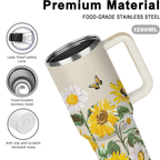 40oz "Pocketful of Sunshine" Tumbler | Vibrant White Daisy & Sunflower Gift for Floral Lovers