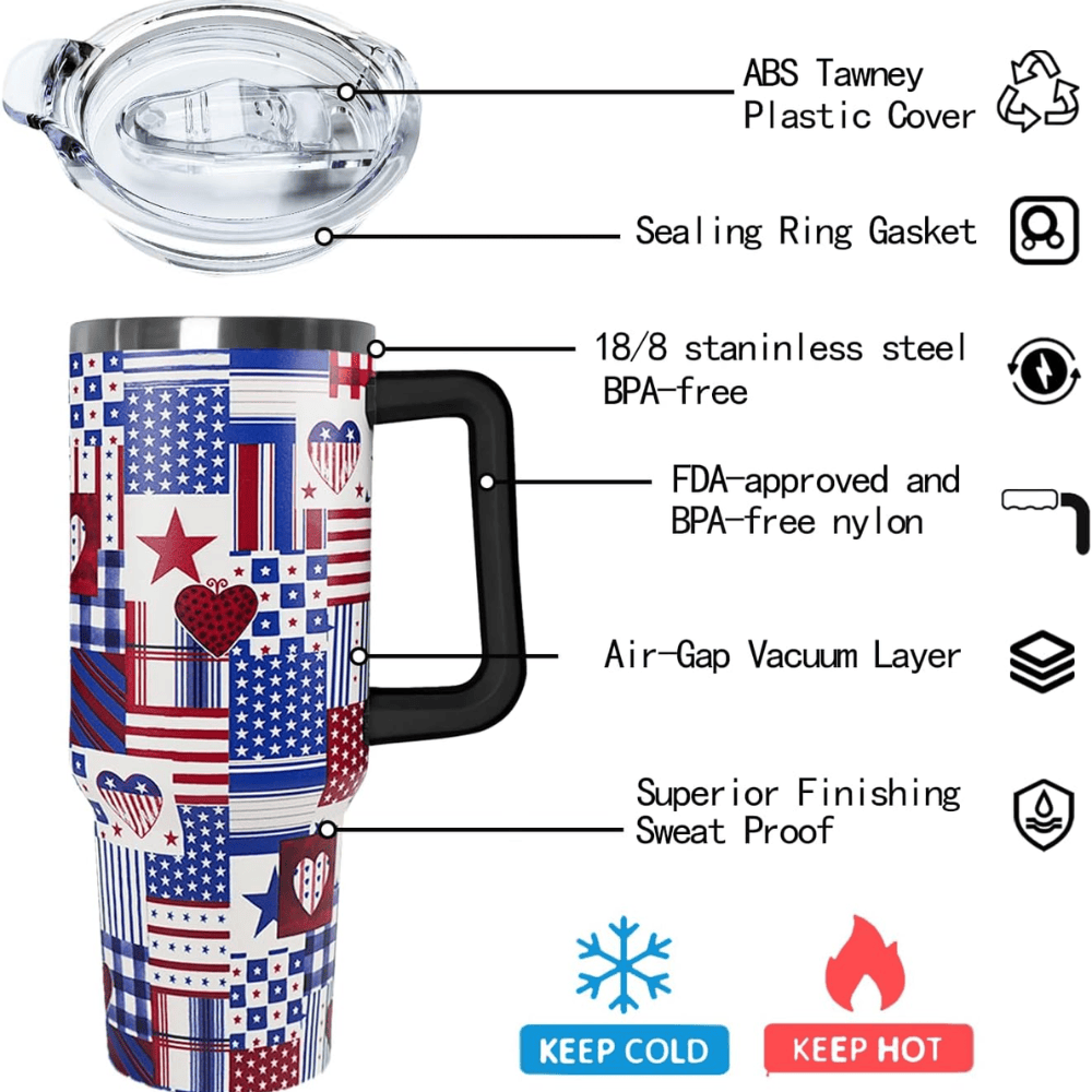 40oz American Flag Patriotic Tumbler | The Ultimate Freedom Gift for Veterans, Police & Father’s Day