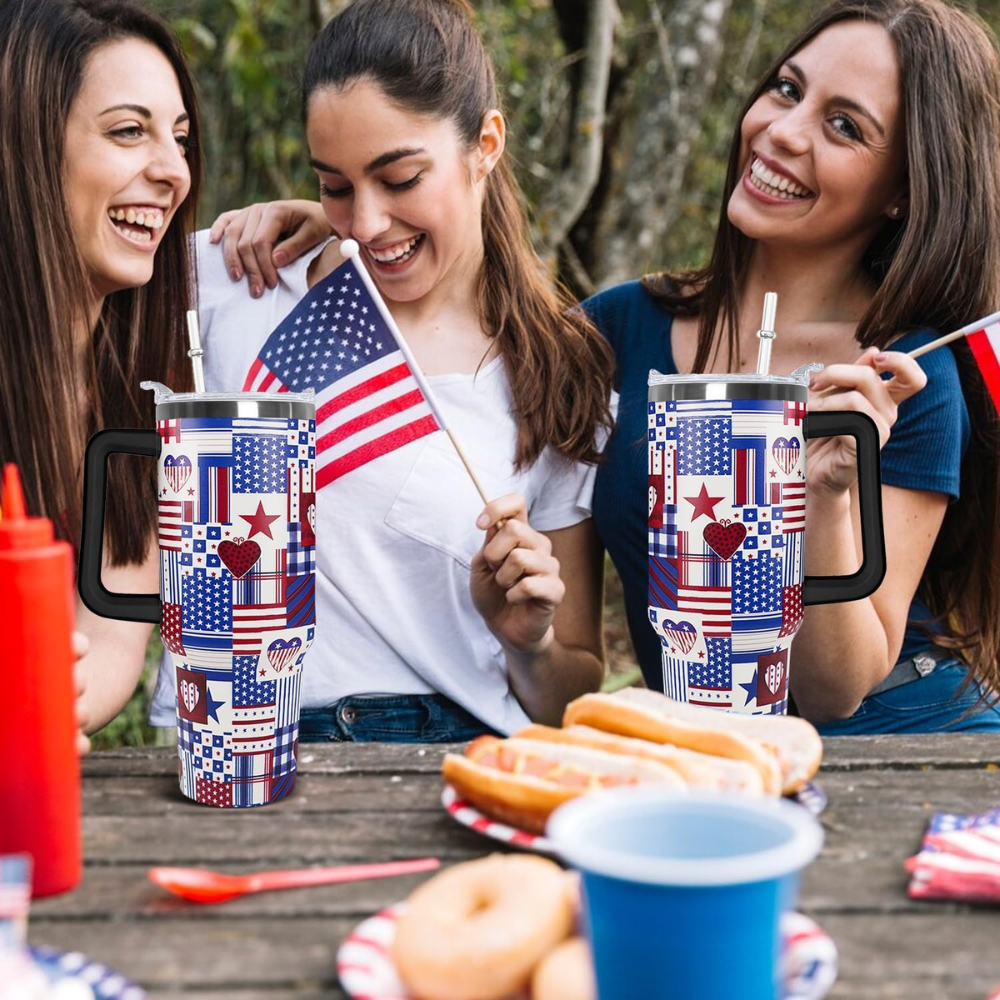 40oz American Flag Patriotic Tumbler | The Ultimate Freedom Gift for Veterans, Police & Father’s Day
