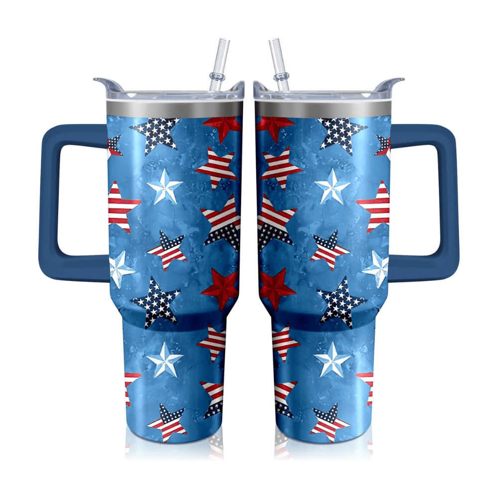 40oz "American Star" Patriotic Tumbler | Stars and Stripes Insulated Travel Mug for Veterans & 4th of July