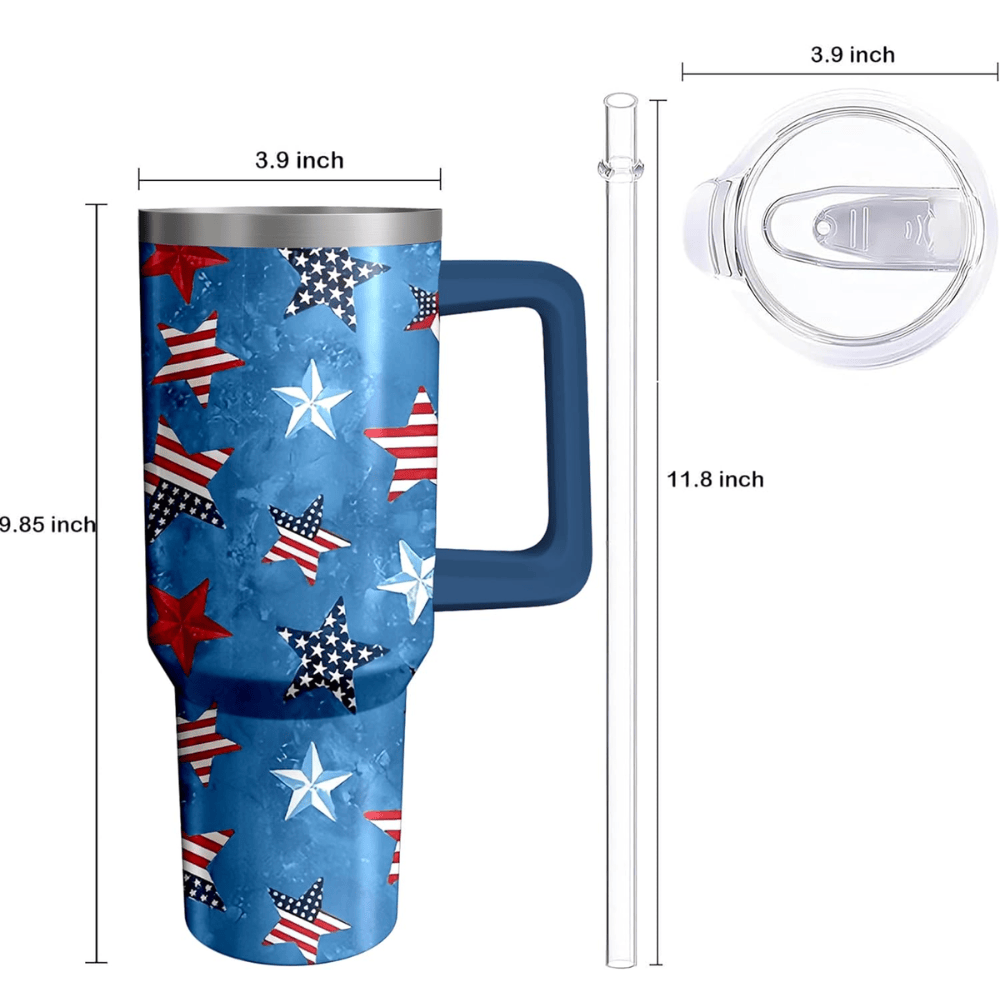40oz "American Star" Patriotic Tumbler | Stars and Stripes Insulated Travel Mug for Veterans & 4th of July