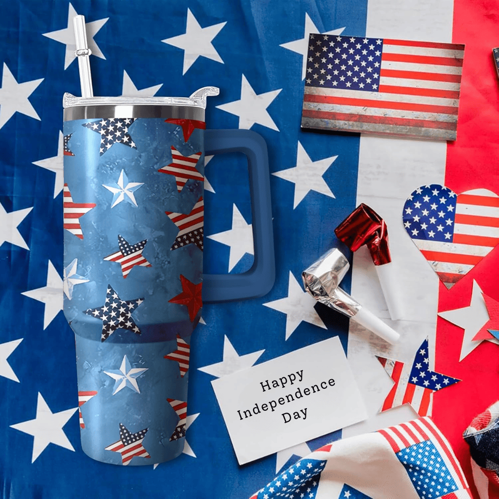 40oz "American Star" Patriotic Tumbler | Stars and Stripes Insulated Travel Mug for Veterans & 4th of July
