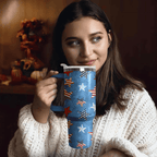 40oz "American Star" Patriotic Tumbler | Stars and Stripes Insulated Travel Mug for Veterans & 4th of July