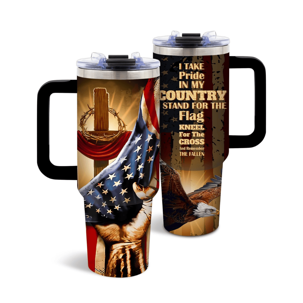 40oz "Liberty & Pride" American Flag Tumbler | Bold Patriotic Gift for Veterans, Dads & USA Fans