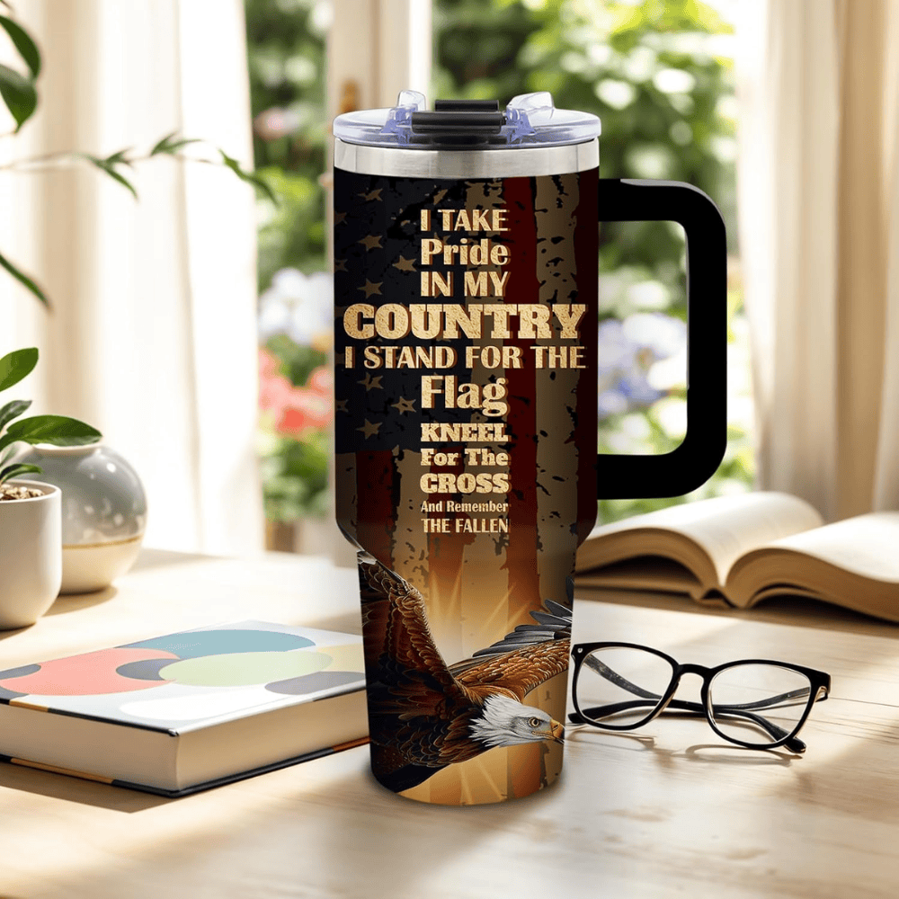 40oz "Liberty & Pride" American Flag Tumbler | Bold Patriotic Gift for Veterans, Dads & USA Fans