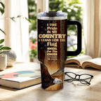 40oz "Liberty & Pride" American Flag Tumbler | Bold Patriotic Gift for Veterans, Dads & USA Fans
