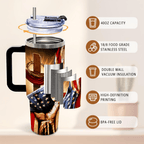 40oz "Liberty & Pride" American Flag Tumbler | Bold Patriotic Gift for Veterans, Dads & USA Fans