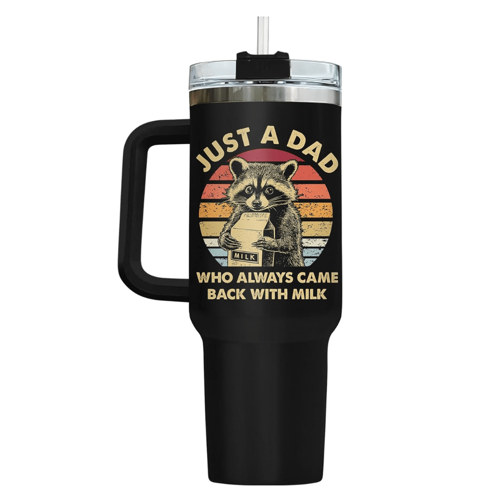 40oz "Racoon Dad" Humorous Tumbler | Best Dad Ever Nutrition Facts Mug for Father's Day & Birthdays