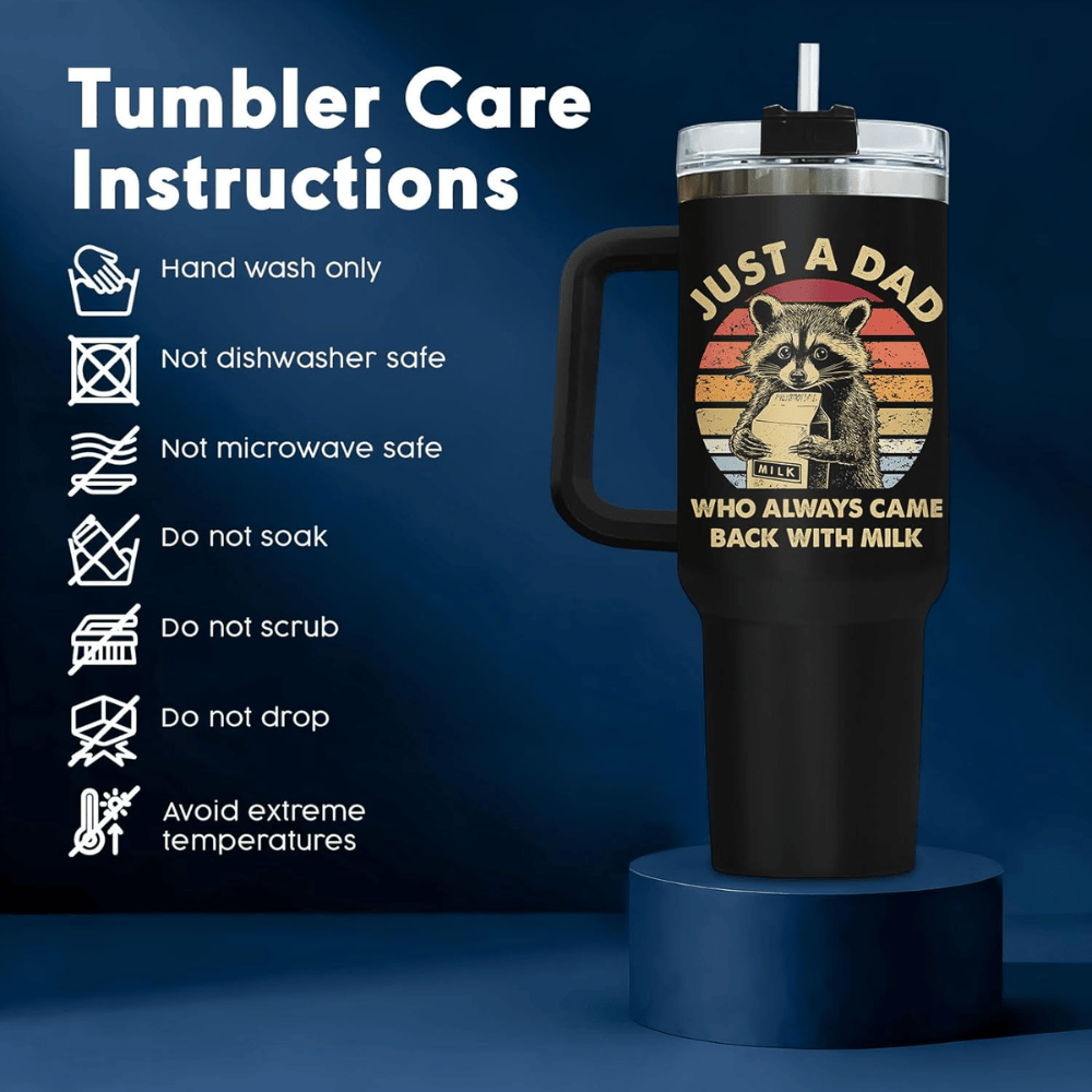 40oz "Racoon Dad" Humorous Tumbler | Best Dad Ever Nutrition Facts Mug for Father's Day & Birthdays