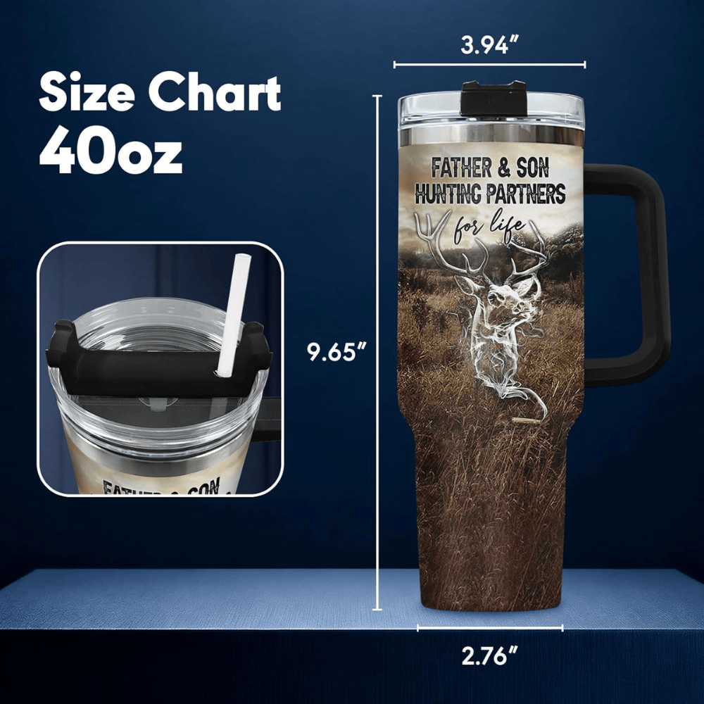 40oz "Hunting Partners for Life" Tumbler | Sentimental Father & Son Wilderness Gift for Outdoorsman Dads
