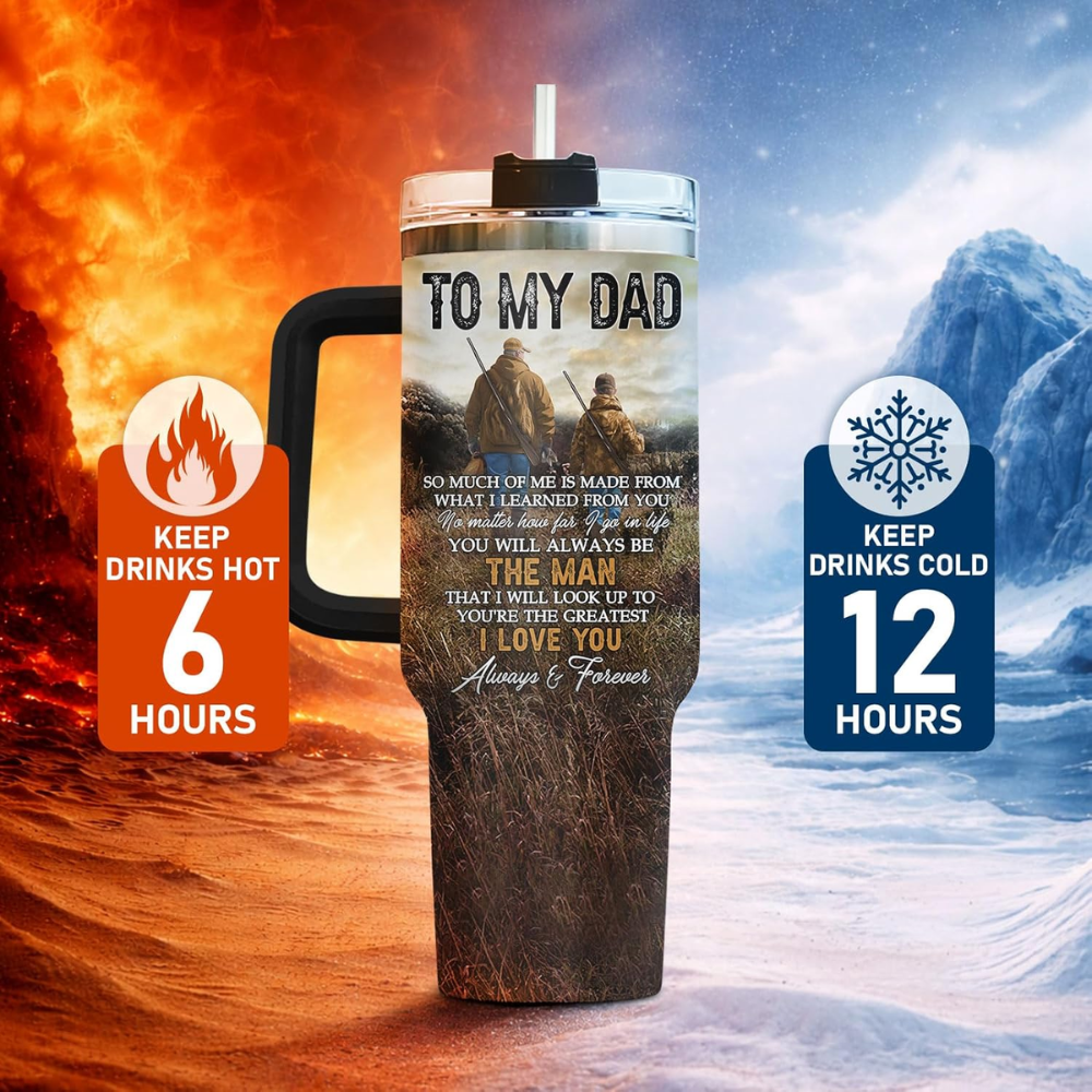 40oz "Hunting Partners for Life" Tumbler | Sentimental Father & Son Wilderness Gift for Outdoorsman Dads